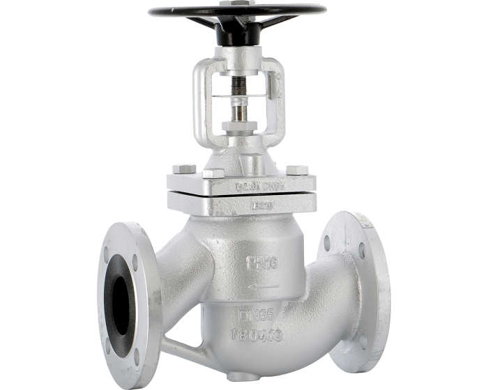 Ductile iron globe valve 476 RF PN16 with stainless steel bellow DN15